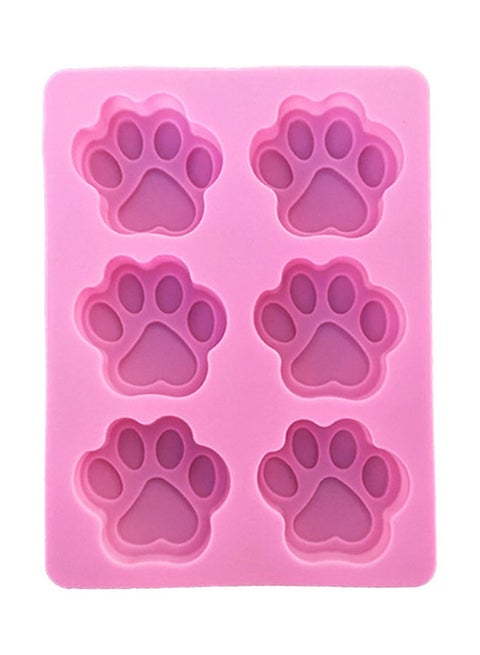 6-Grid Cat Paws Shape Silicone Cake Mould Pink 18 x 13.8 x 1cm
