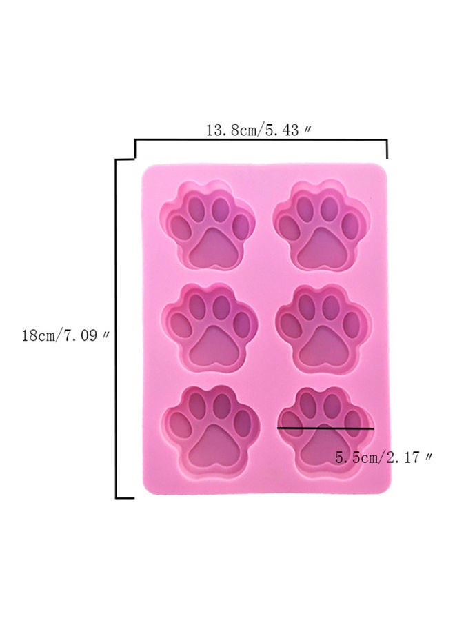 Generic - 6-Grid Cat Paws Shape Silicone Cake Mould Pink 18 x 13.8 x 1cm - Image 1