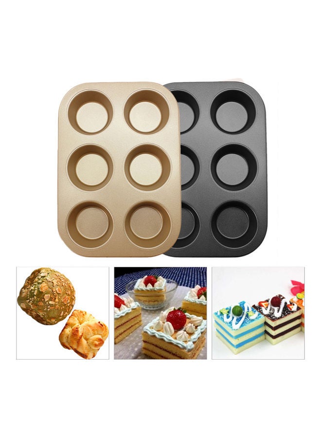 6-Slot Non-stick Muffin Pancake Baking Tray Golden 26.5 x 18.5 x 2.7cm  - Image 5