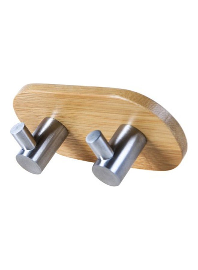 Wooden Stainless Steel Strong Adhesive Sticking Clothes Hook Multicolour 20 x 10 x 20cm  - Image 1