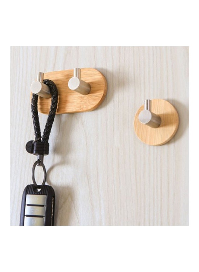 Wooden Stainless Steel Strong Adhesive Sticking Clothes Hook Multicolour 20 x 10 x 20cm  - Image 2