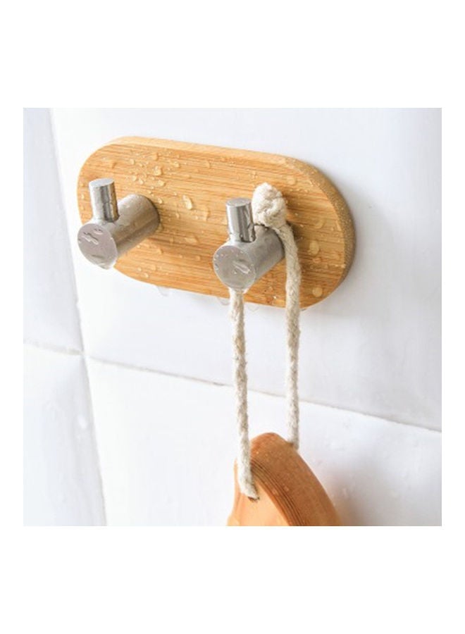 Wooden Stainless Steel Strong Adhesive Sticking Clothes Hook Multicolour 20 x 10 x 20cm  - Image 3