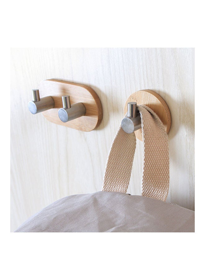 Wooden Stainless Steel Strong Adhesive Sticking Clothes Hook Multicolour 20 x 10 x 20cm  - Image 4
