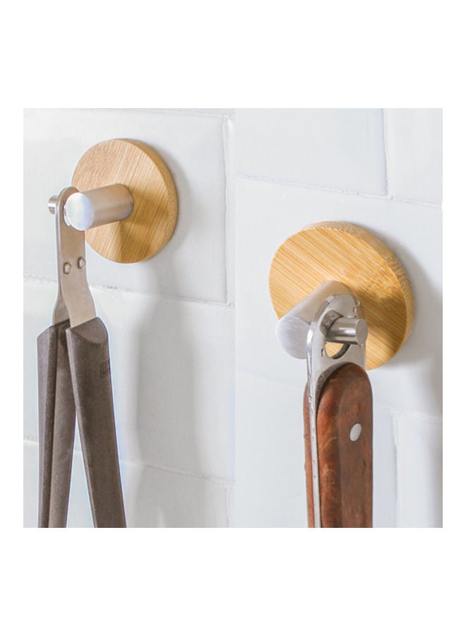 Wooden Stainless Steel Strong Adhesive Sticking Clothes Hook Multicolour 20 x 10 x 20cm  - Image 5