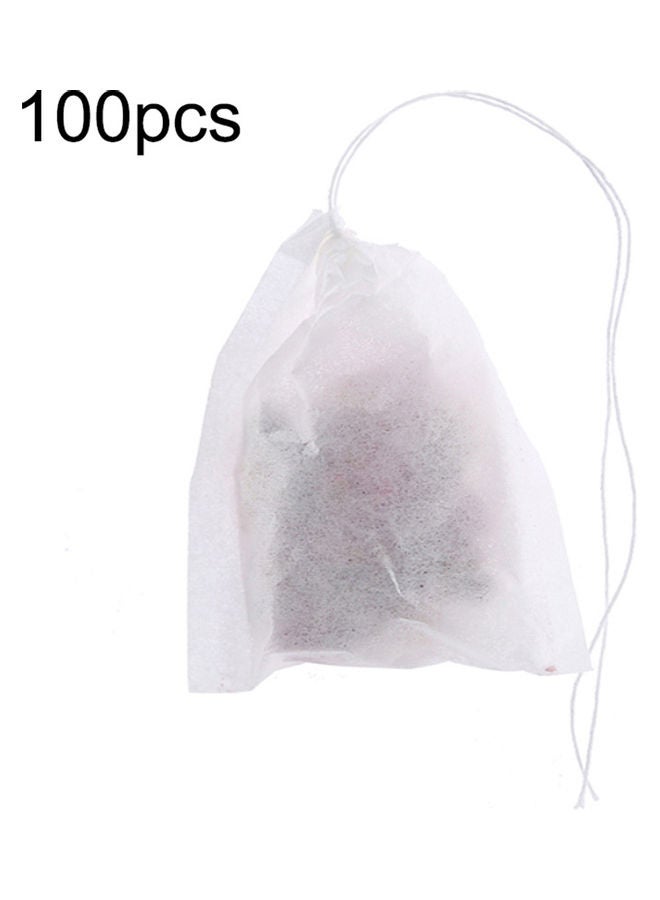 100 Pieces Teabag Strainer Infuser Drawstring Seal Herb Loose Tea Filter Paper Bags White 10x10x5cm  - Image 1