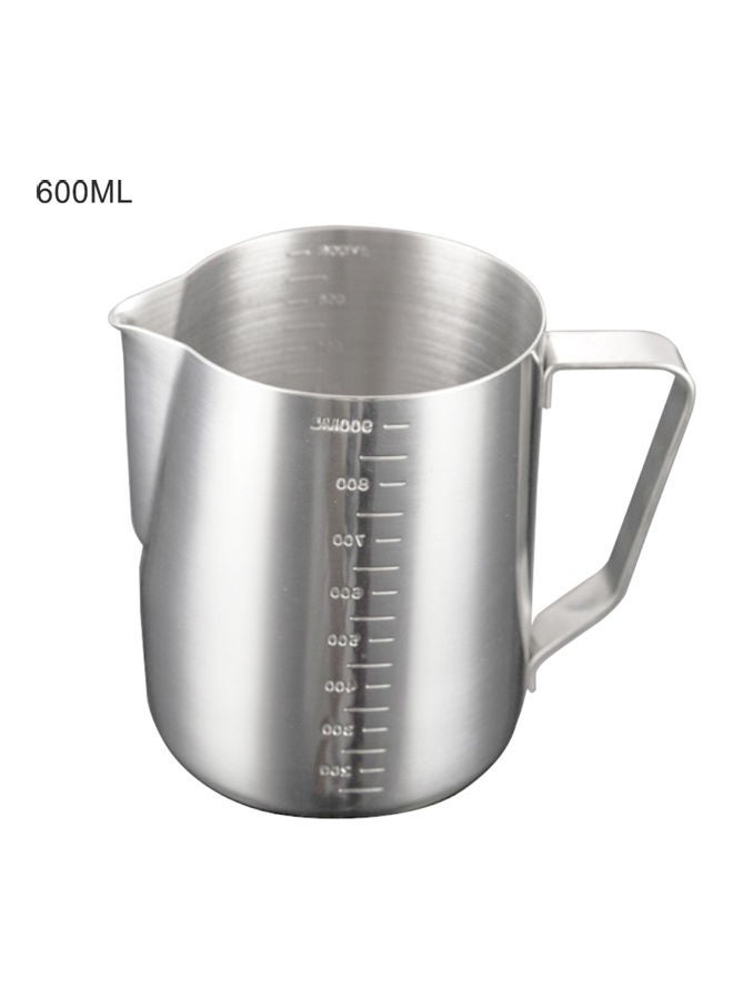 Generic 350/600/1000ml Stainless Steel Coffee Cup with Scale Milk Frothing Pitcher Silver 12.2x11.3x10.05cm  - Image 1