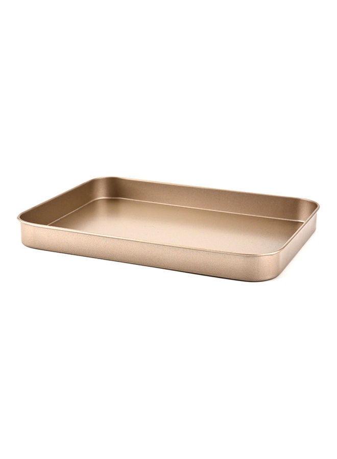 Non-Stick Rectangular Cake Pan Gold 24.4 x 18.3 x 2.5cm