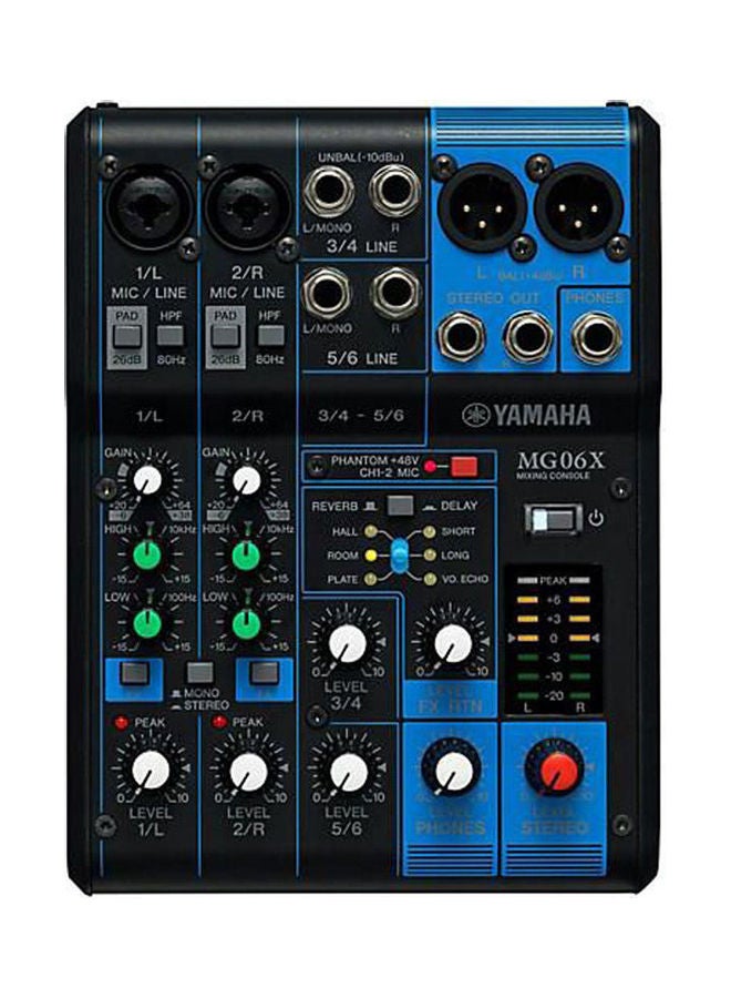 YAMAHA Mg06X Compact 6-Channel Mixer MG06X_A036 Black/Multicolour