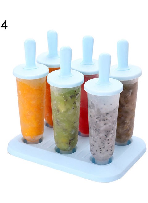 6-Cell Ice Cream Popsicle Maker Lolly Tray Multicolour 17 x 15.5 x 12cm