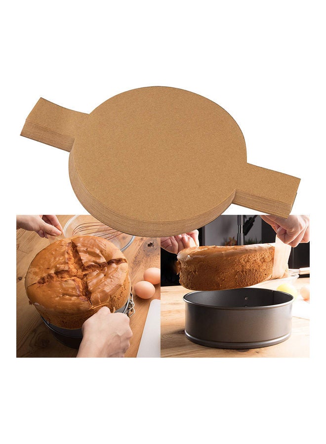 100-Piece Round Silicone Pan Steamer Paper Brown 32.55 x 22.95 x 1.5cm - Image 2