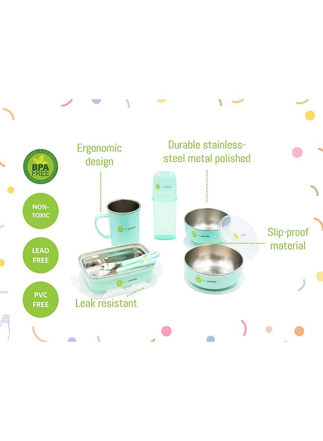 mini panda 7-In-1 Lunchville Meal Set, Durable And Bpa Free Lunchbox, Turquoise  - Image 3