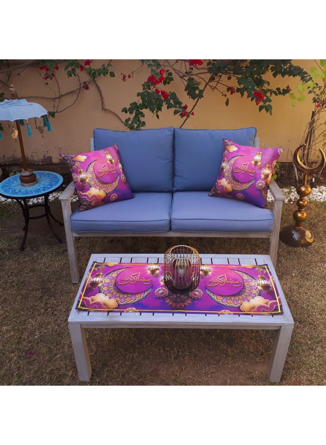 Alwan Set of 2 Ramadan Kareem Cushion Covers and 1 Runner - E84558280FUY multicolour 40x40cm - Image 2