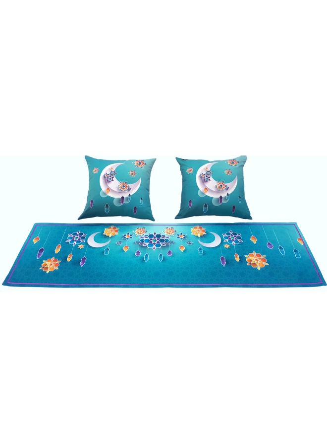 Alwan Set of 2 Ramadan Kareem Cushion Covers and 1 Runner Multicolour 40 x 40cm - Image 1