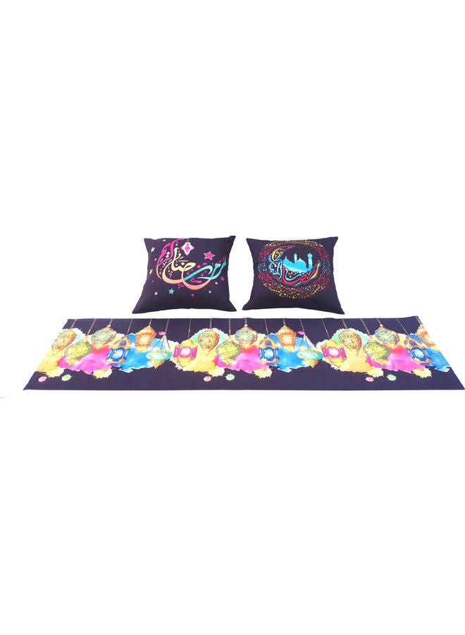 Set of 2 Ramadan Kareem Cushion Covers and 1 Runner - E84558280BA multicolour 40x40cm - v1612707938/N44228899A_1