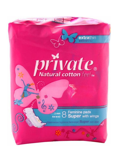 8-Piece Super Feminine Pads With Wings White