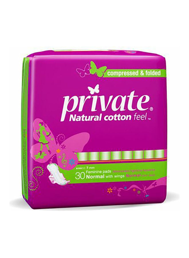 Private 30-Piece Feminine Tri Fold Maxi Pocket Normal Napkins White