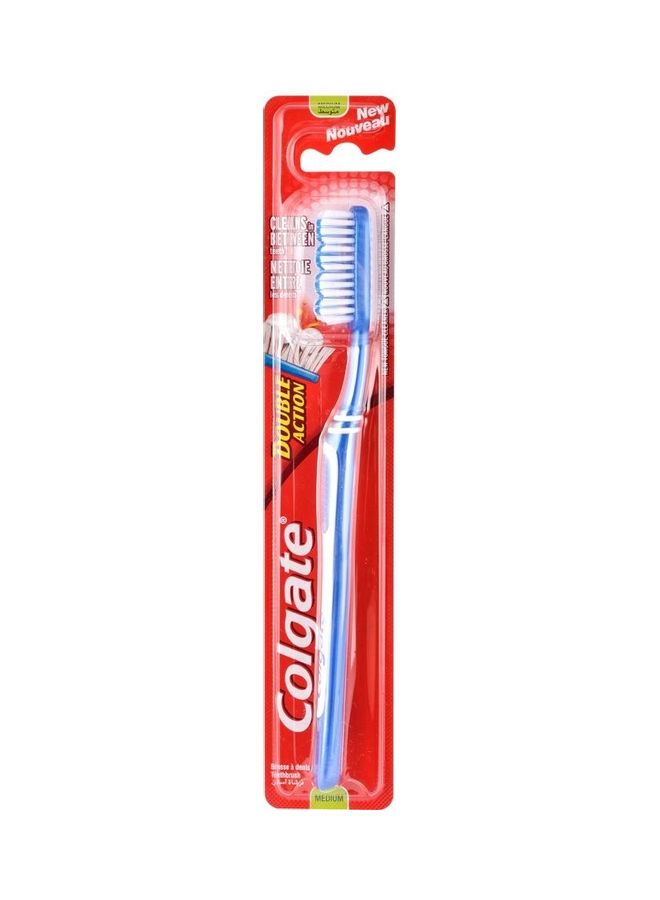 Double Action Medium Toothbrush White/Blue