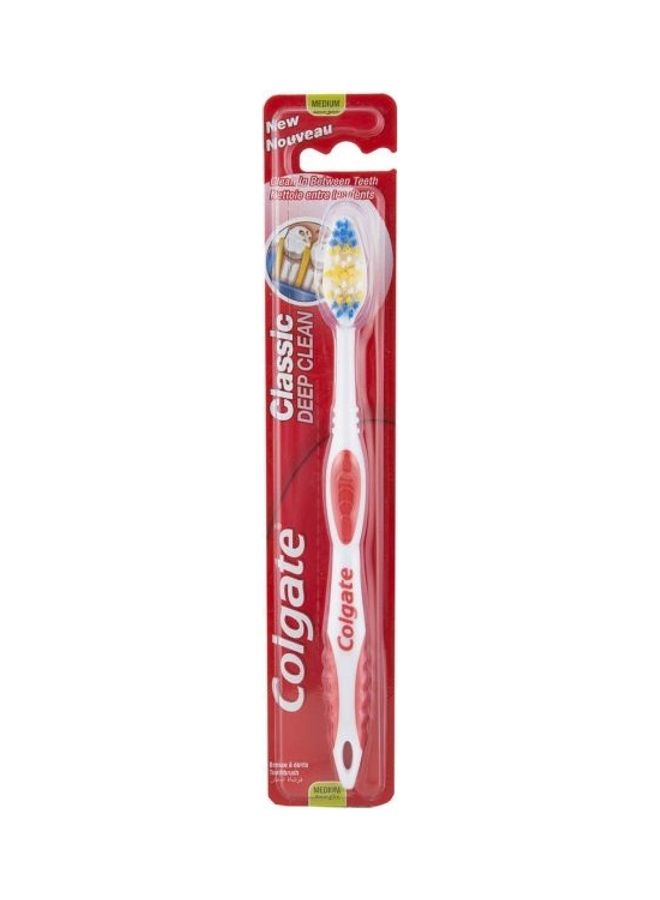 Colgate Classic Deep Clean Medium Toothbrush Red/White