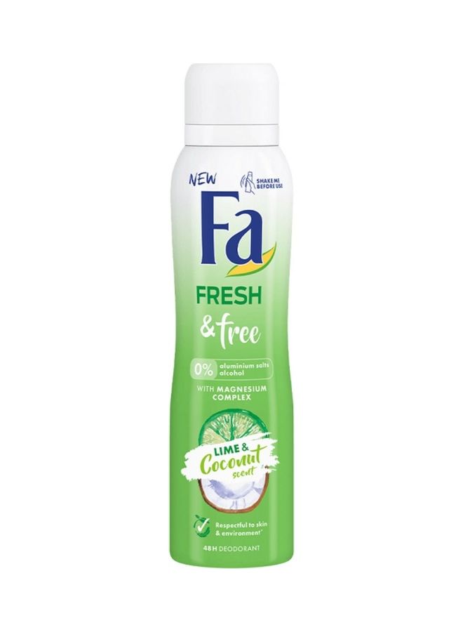 Fa - Fresh And Free Deodorant Spray With Lime And Coconut Scent 150ml - Image 1
