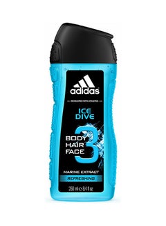 Adidas Ice Dive Body, Hair & Face Shower Gel Blue 250ml 