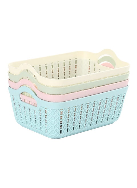 4-Piece Rectangular Plastic Storage Basket Set Multicolour 19.5x14x7cm