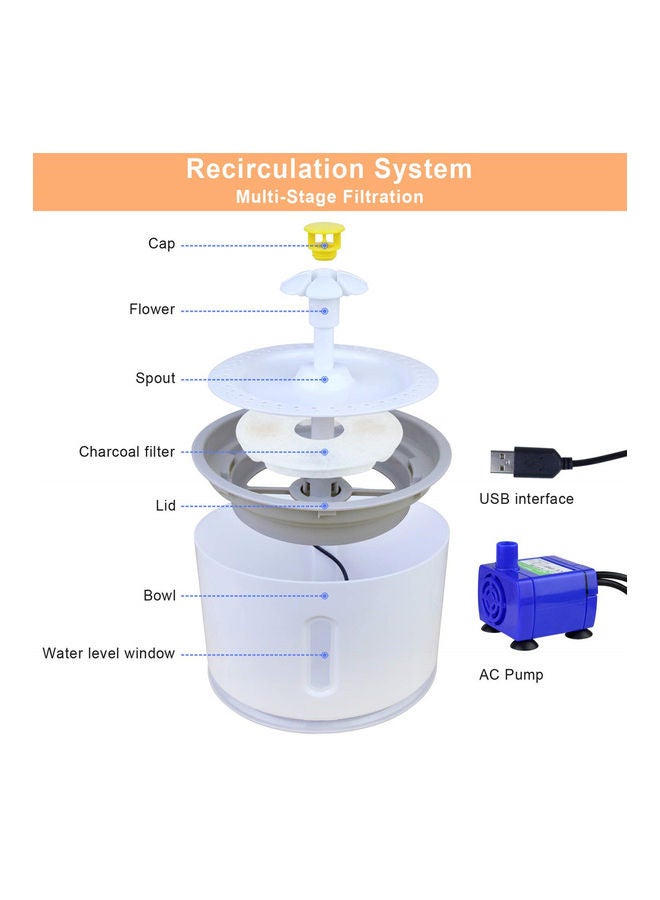 نافورة مياه شرب كهربائية للحيوانات الأليفة رمادي / أبيض 2.4لترات - Image 4