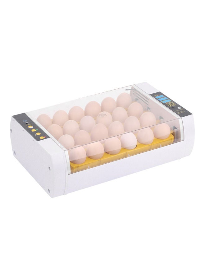 24-Eggs Automatic Egg Incubator Machine 43.7 x 28.5 x 16.6 cm White/Yellow - Image 1