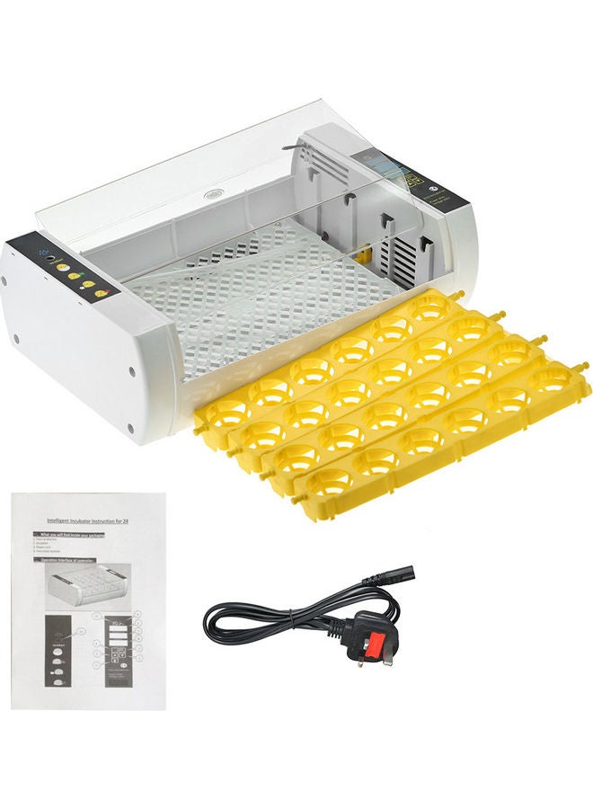 24-Eggs Automatic Egg Incubator Machine 43.7 x 28.5 x 16.6 cm White/Yellow - Image 3
