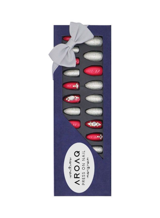 ارواق طقم أظافر صناعية مع خرز مكون من 24 قطعة متعدد الألوان - Image 1