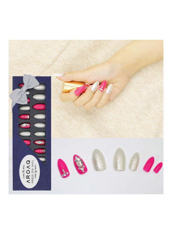ارواق طقم أظافر صناعية مع خرز مكون من 24 قطعة متعدد الألوان - Image 3