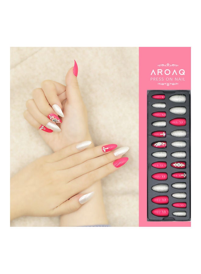 ارواق طقم أظافر صناعية مع خرز مكون من 24 قطعة متعدد الألوان - Image 4