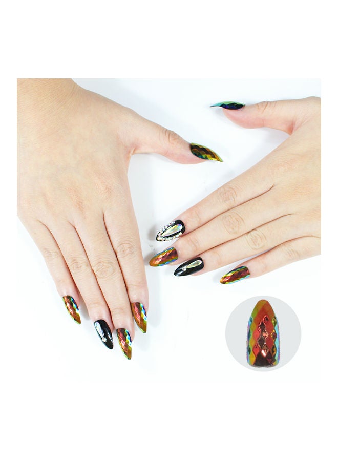 AROAQ 24-Piece Specular False Nails Set with Crystals Multicolour - Image 5