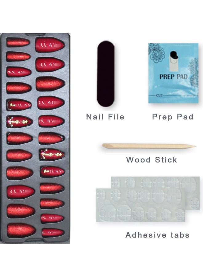 AROAQ 24-Piece False Nails with Beads Multicolour - Image 2