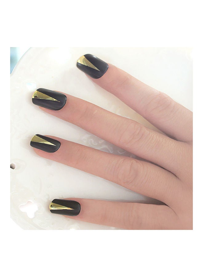 ارواق طقم أظافر صناعية بلورية مكون من 24 قطعة أسود/ذهبي - Image 3