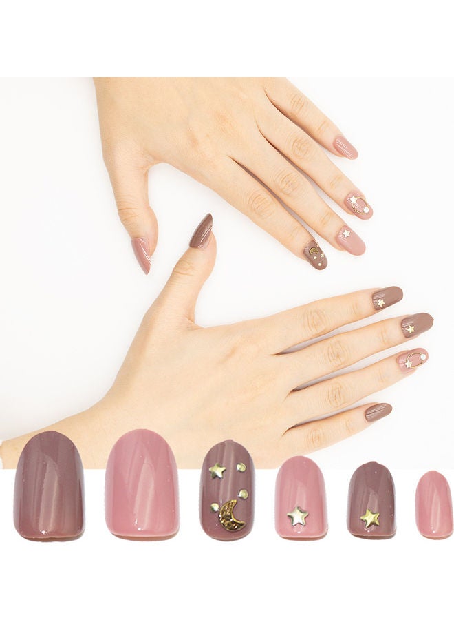 24-Piece Magic Press Shiny False Nails with Beads Multicolour - Image 4