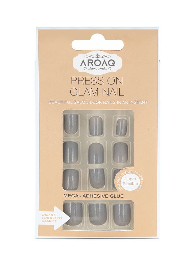 ارواق طقم أظافر صناعية لامعة ماجيك بريس مكون من 24 قطعة رمادي - Image 1
