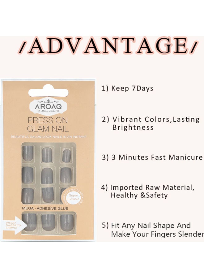 ارواق طقم أظافر صناعية لامعة ماجيك بريس مكون من 24 قطعة رمادي - Image 4