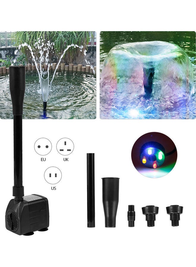 Generic 15W Ultra-Quiet Water Aquarium Pump with Power Cord IP68 and 4 LED Light Black  - Image 1