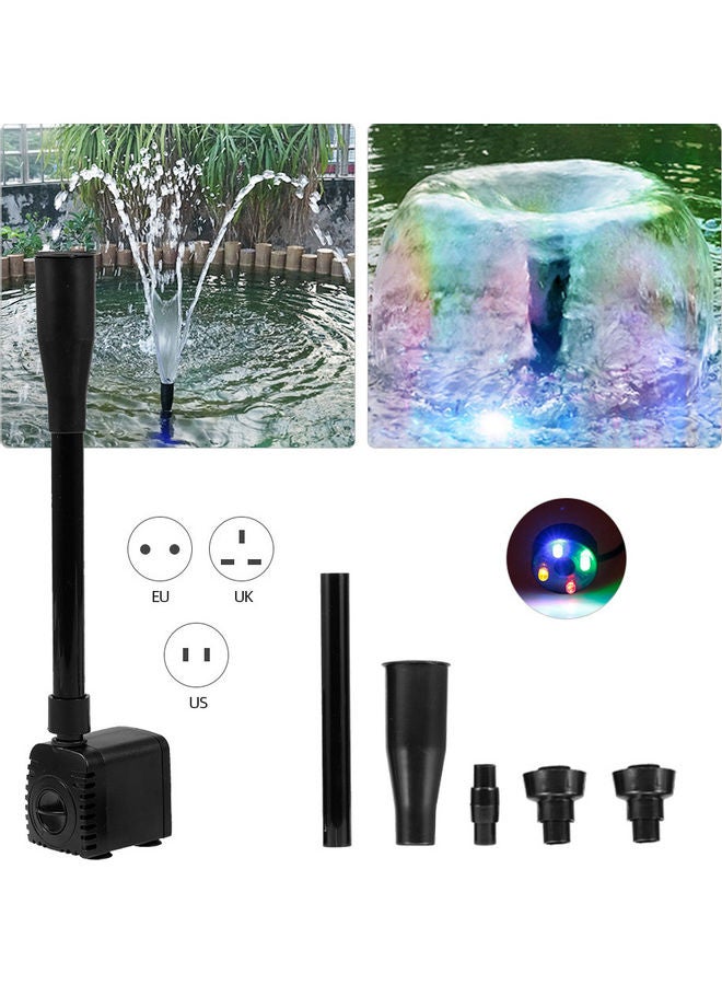 Generic 10W Ultra-Quiet Water Aquarium Pump with Power Cord IP68 and 4 LED Light Black  - Image 1