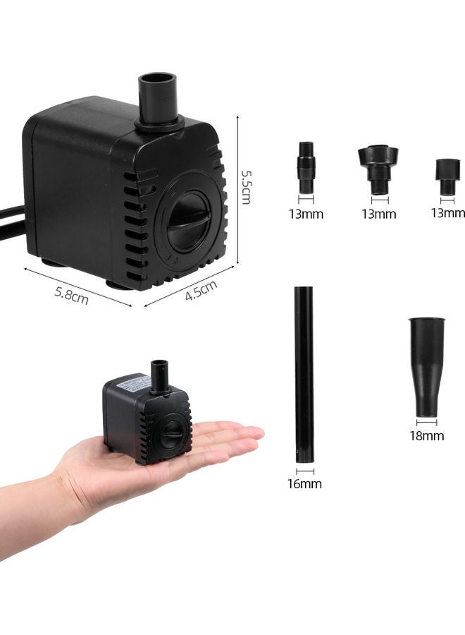 Generic 10W Ultra-Quiet Water Aquarium Pump with Power Cord IP68 and 4 LED Light Black  - Image 5