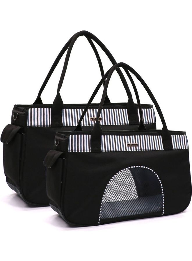 Portable Pet Carrier Black/White - Image 2