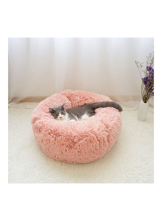 سرير دائري محشو وناعم للحيوانات الأليفة وردي - Image 2