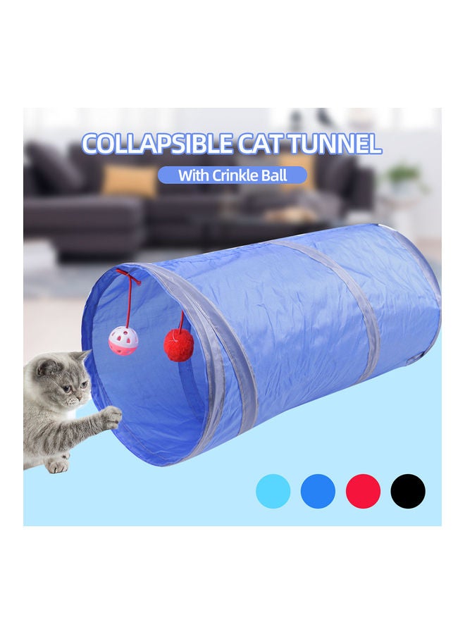 لعبة تفاعلية قابلة للطي بتصميم نفق للقطط مع كرة جرس أزرق/رمادي - Image 1