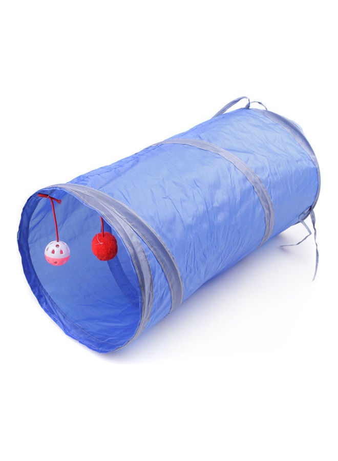 لعبة تفاعلية قابلة للطي بتصميم نفق للقطط مع كرة جرس أزرق/رمادي - Image 2