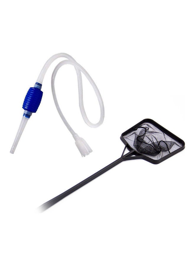 Aquarium Gravel Cleaner Tank Water Changer with Fishing Net Black/White - Image 1