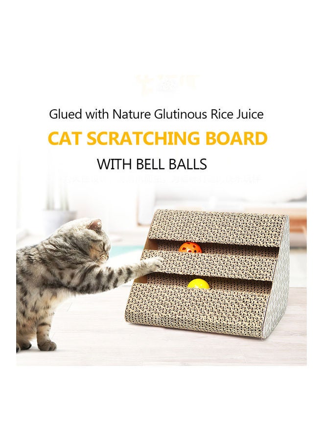 Cat Scratcher Pad with Bell Ball Beige - Image 1