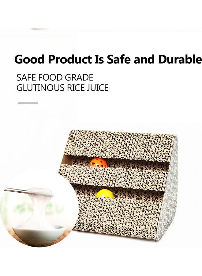 Cat Scratcher Pad with Bell Ball Beige - Image 4