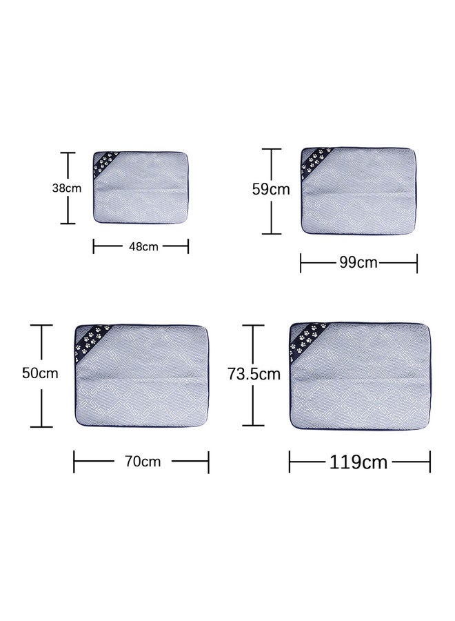 بساط نوم صيفي للحيوانات الأليفة مصنوع من الحرير البارد مكون من 4 قطع فضي / أزرق - Image 2