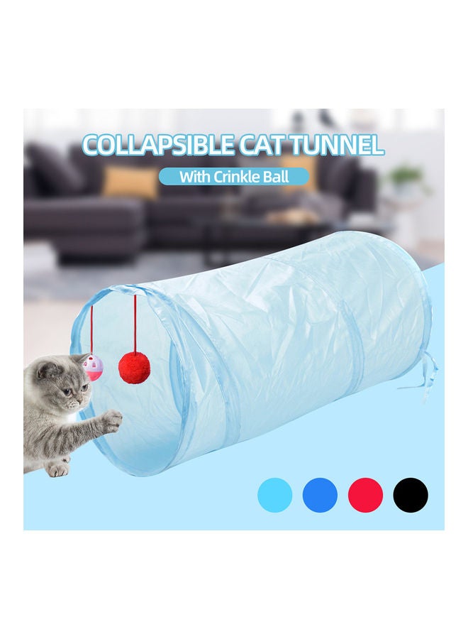 لعبة تفاعلية قابلة للطي بتصميم نفق للقطط مع كرة جرس أزرق سماوي
