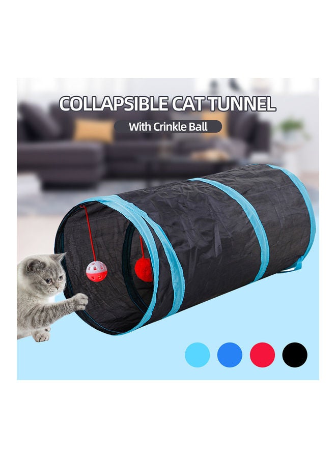 لعبة تفاعلية قابلة للطي بتصميم نفق للقطط مع كرة جرس الأسود / الأزرق - Image 1